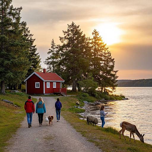 Sunset Lakeside Serenity with Wildlife