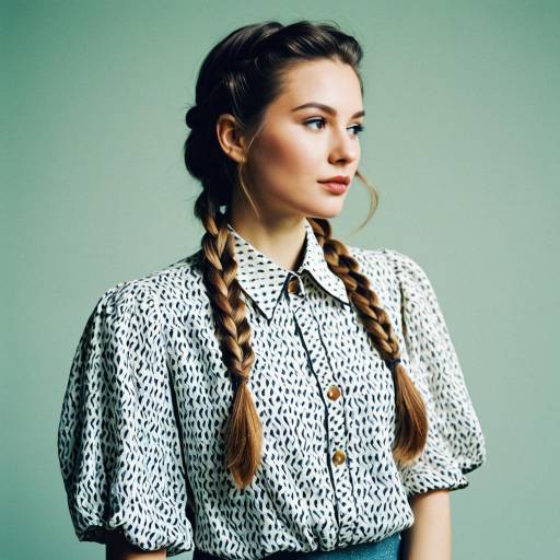 Fashion Model with Pull-Through Braids and Vintage Blouse Fashion Model with Pull-Through Braids and Vintage Blouse