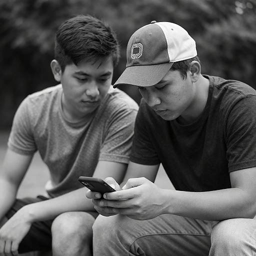 Black-and-White Quiet Moment Between Friends