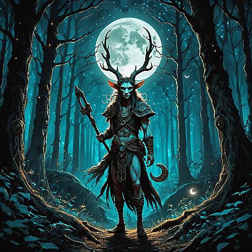 Faun Warrior in Mystical Forest