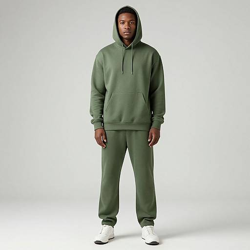 Man in Green Hooded Outfit