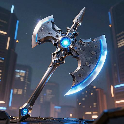 Futuristic Neon Battle Axe Design