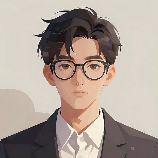 Digital Portrait of Young Man with Glasses
