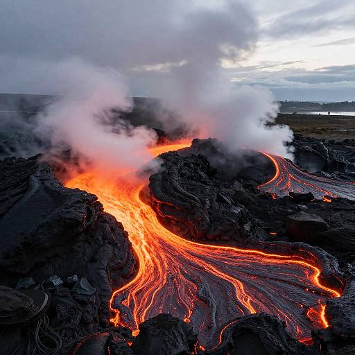 Futuristic Neon Sulfur Lava Fields