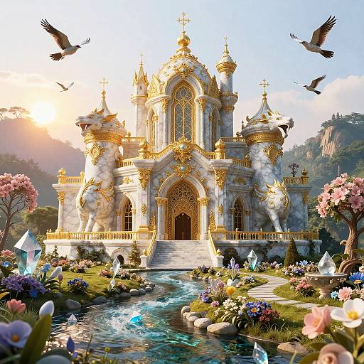 Enchanted Marble and Gold Fantasy Castle