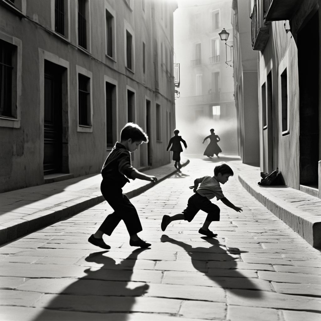 Vintage Street Photography of a Young Boy