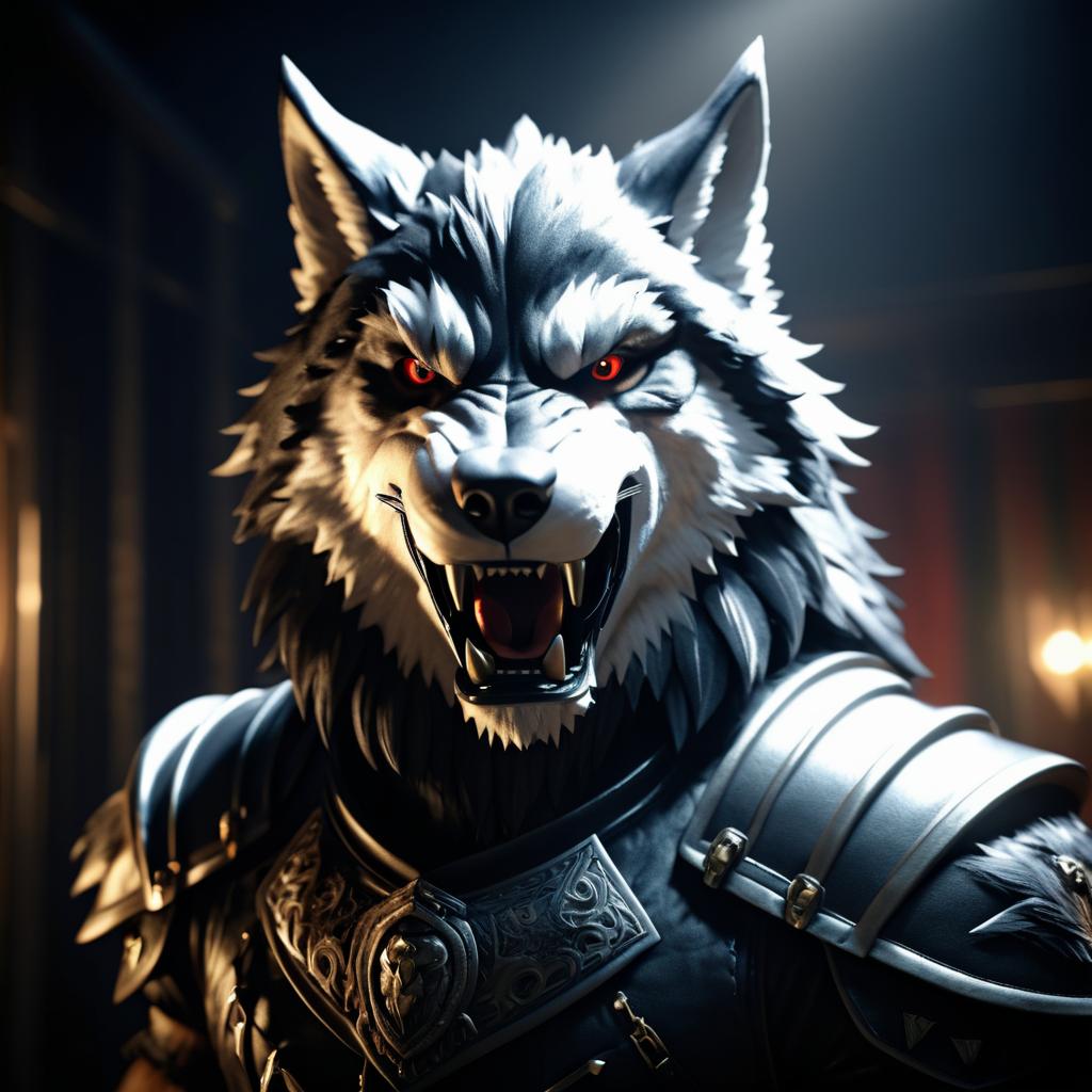 Fierce Male Wolf in Surreal Lighting