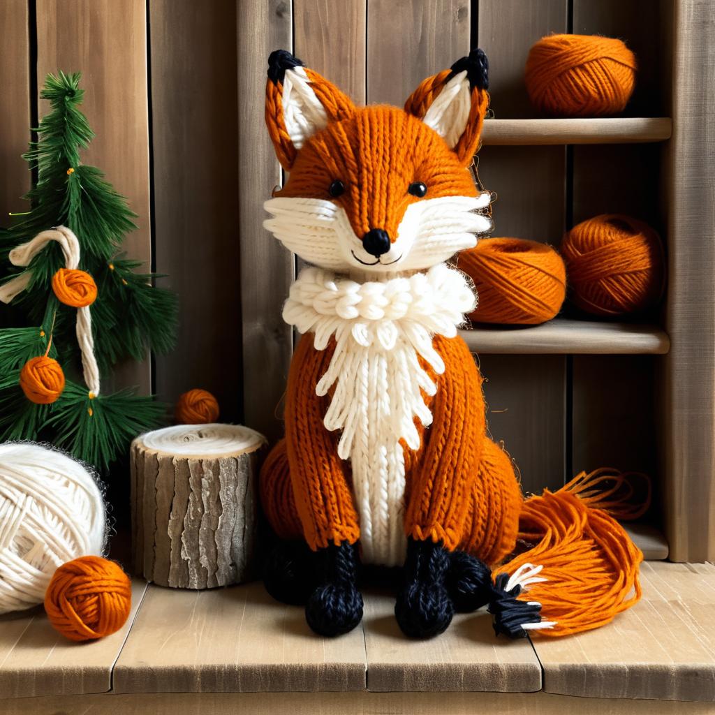 Yarn Fox in a Cozy Rustic Setting