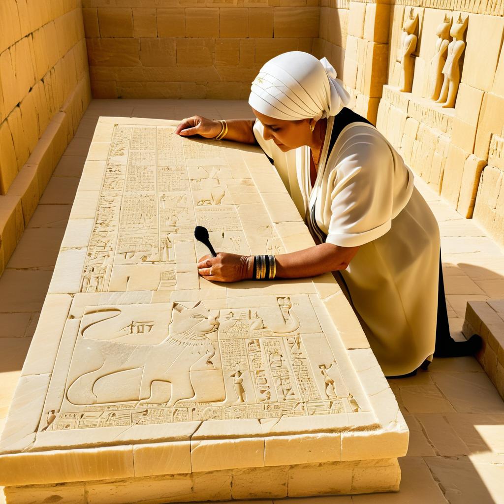 Historian Presents Cat Tablet to Egyptian Queen