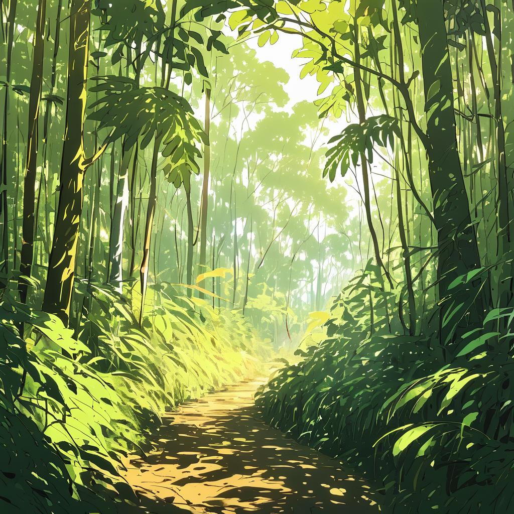 Vibrant Temperate Jungle Sketch Rendering