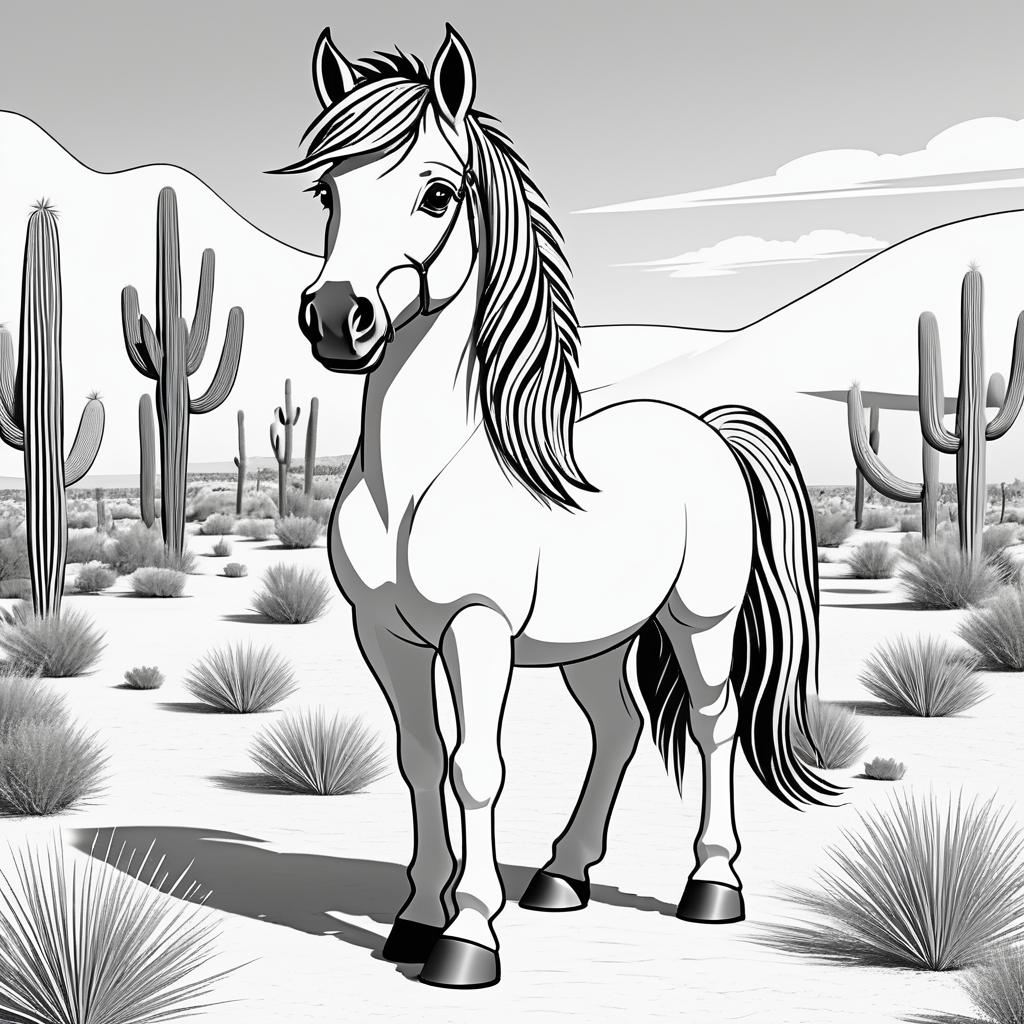 Cute Horse Coloring Page for Kids