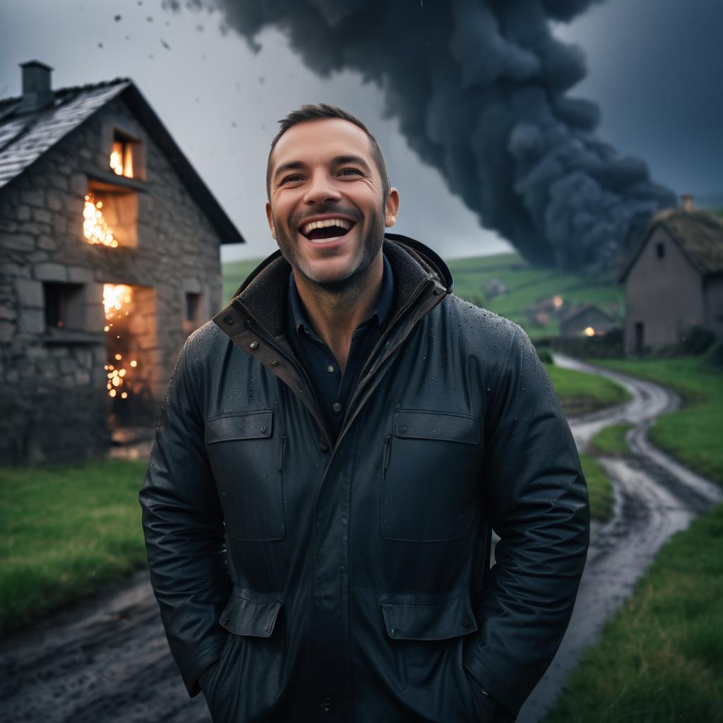 Joyful Portrait Amidst Stormy Ashes