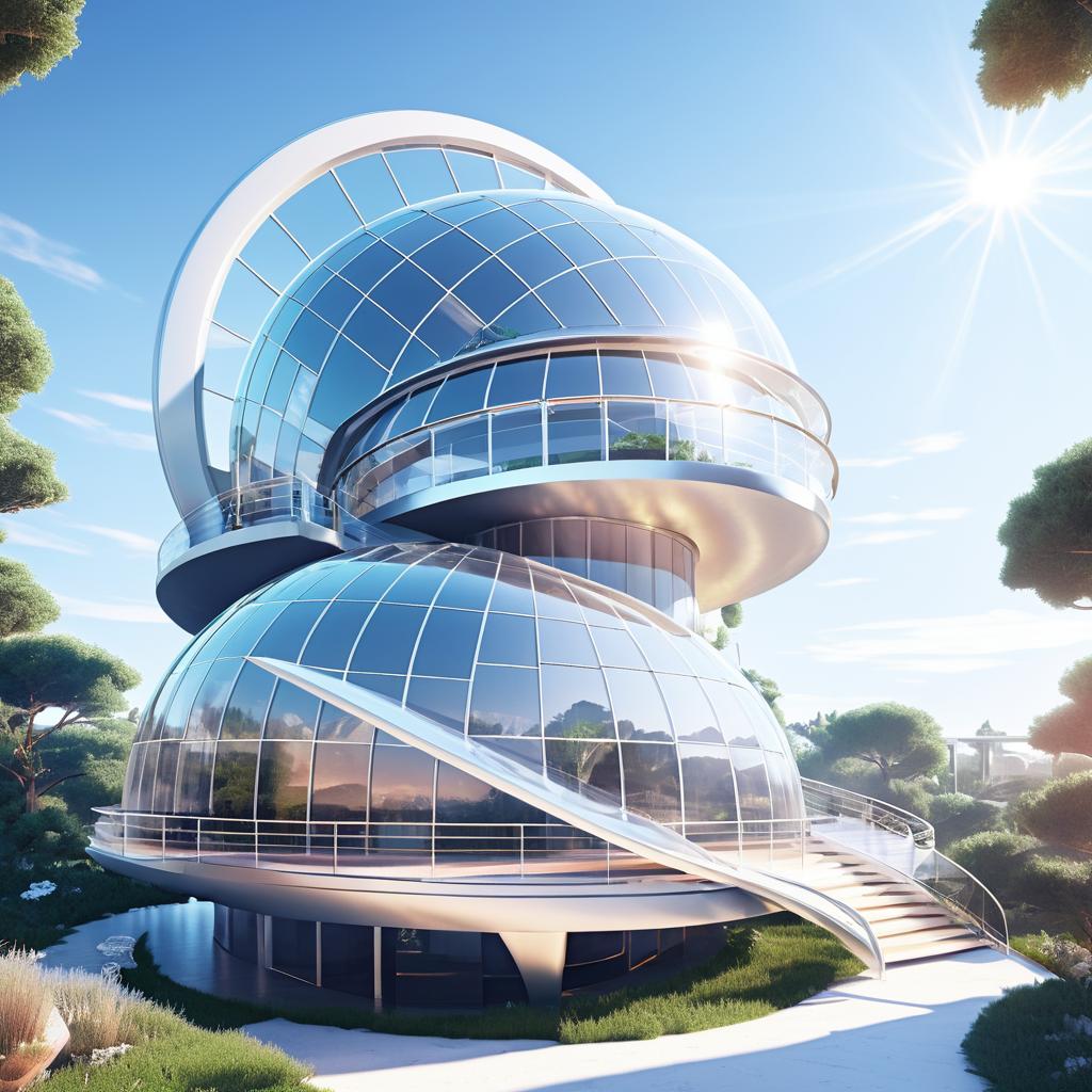 Futuristic Solarpunk Glass Dome Building