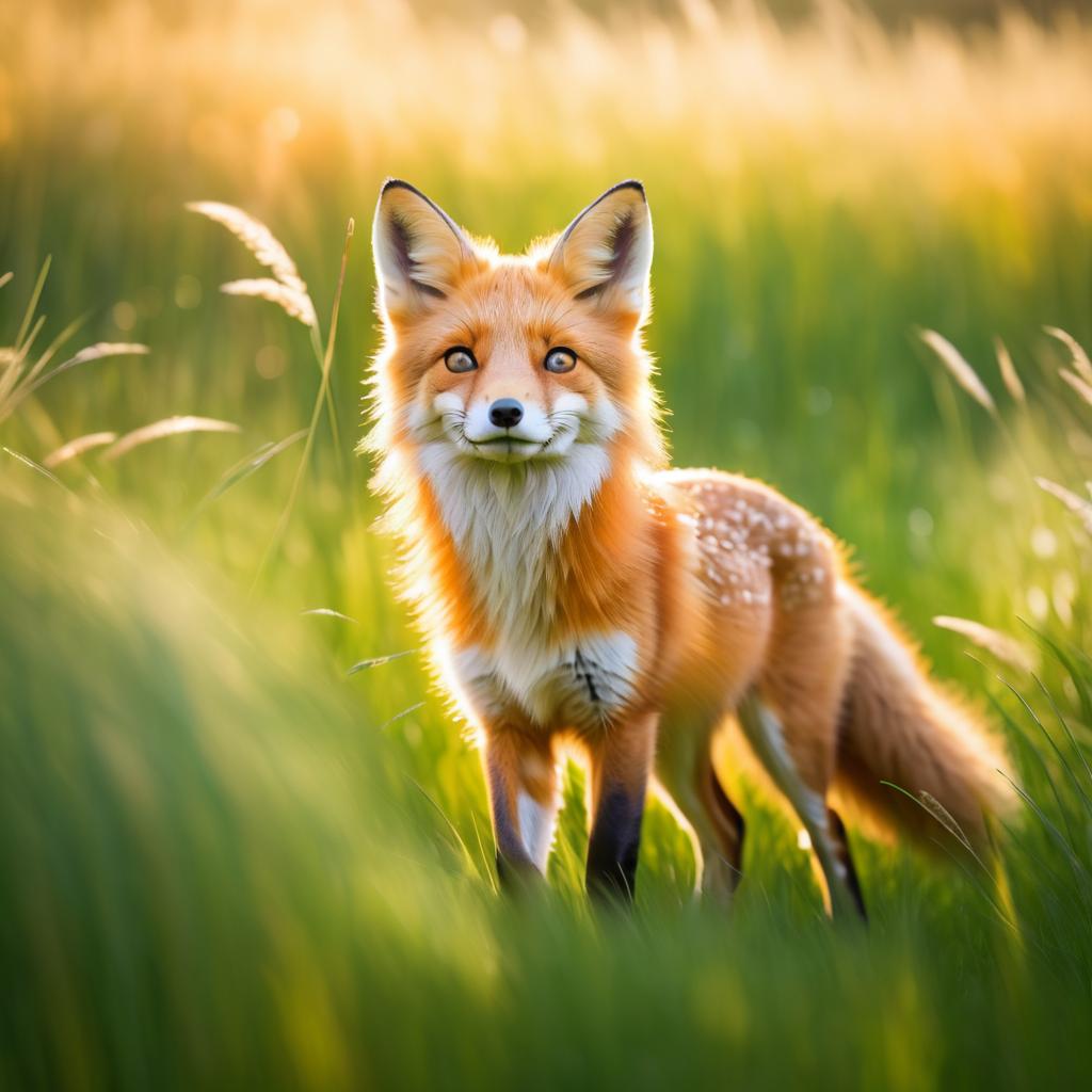 Playful Fox in a Sunlit Field