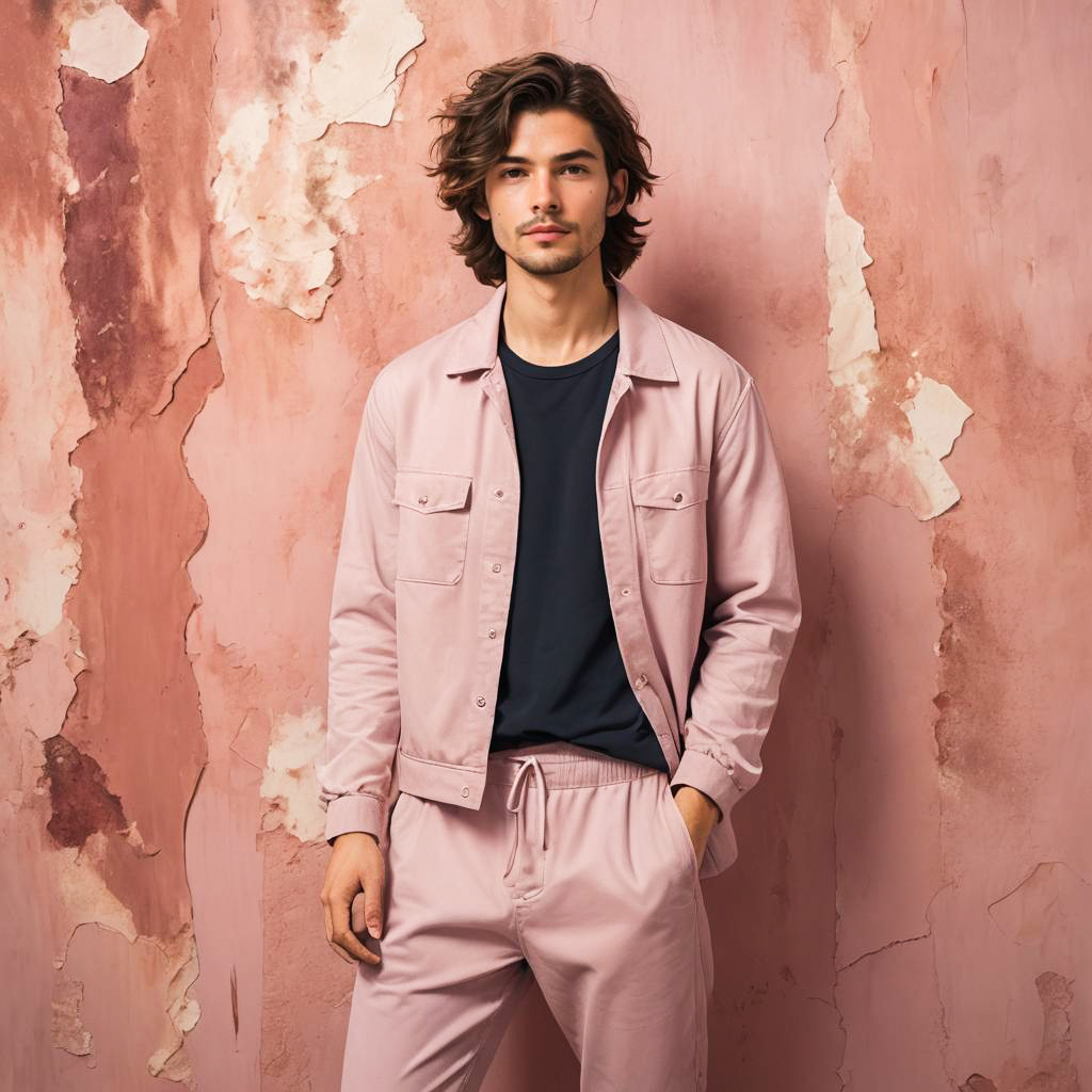 Stylish Young Man in Color-Blocked Jumpsuit