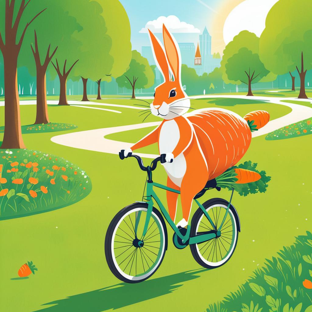 Whimsical Rabbit Biking in Sunny Park