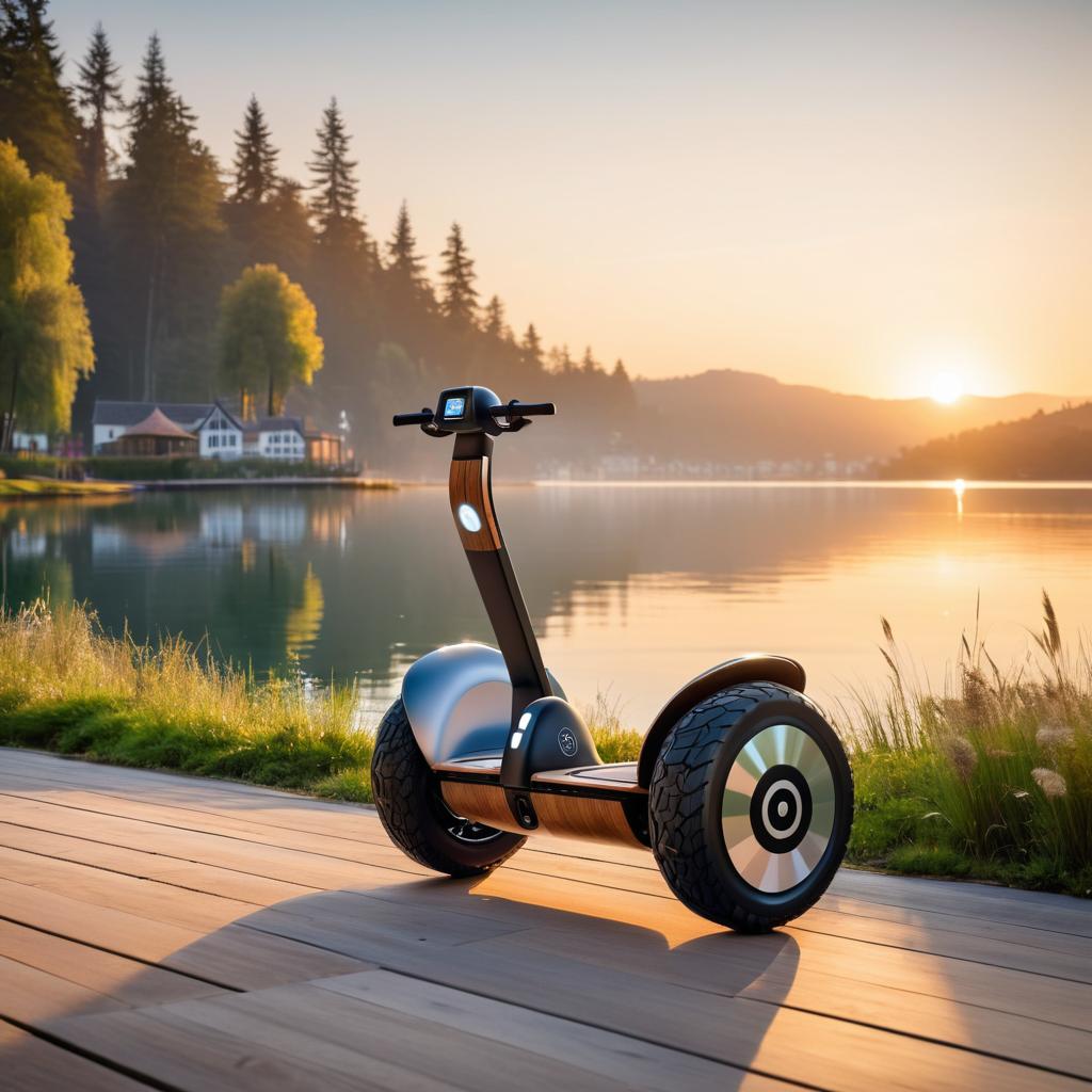 Robot Tests Unique Wooden Segway at Sunrise