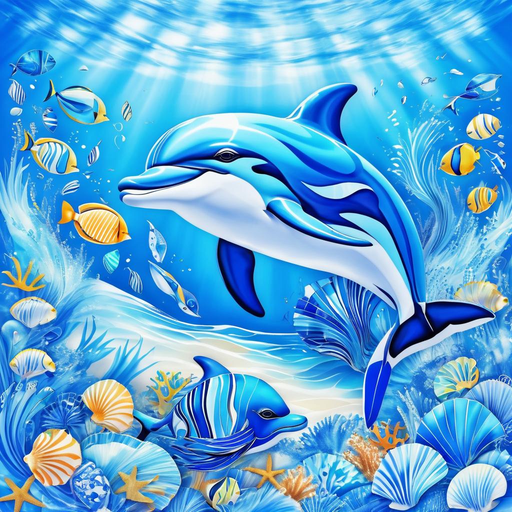 Playful Dolphin in Vibrant Ocean Scene