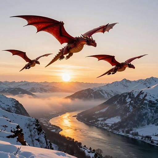 Crimson Dragons at Sunset Flight