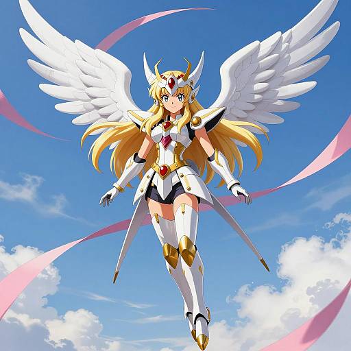 Digital Artwork of Angelic Anime Warrior