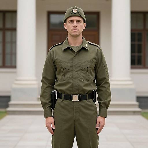 Man in Soldier Uniform Standing