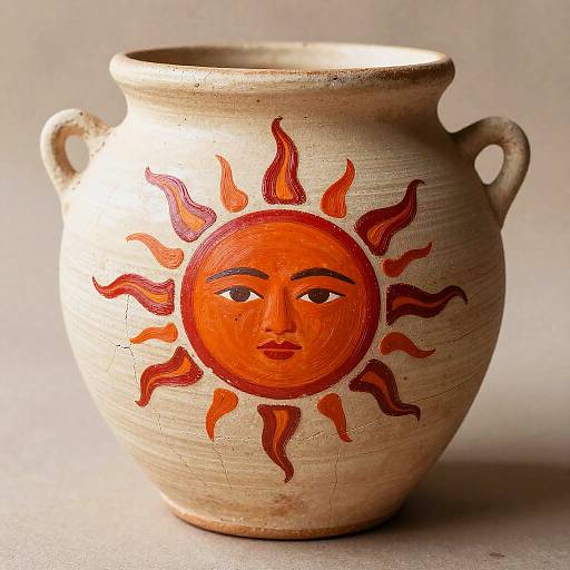 Vibrant Zia Sun Pottery Art