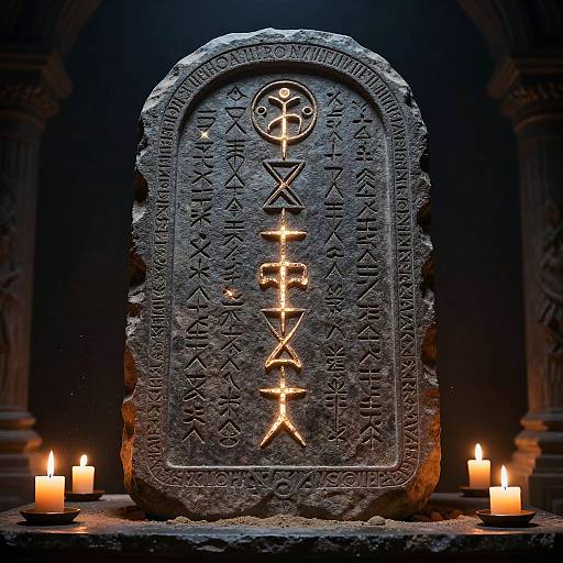 Enchanted Stone Tablet with Runes