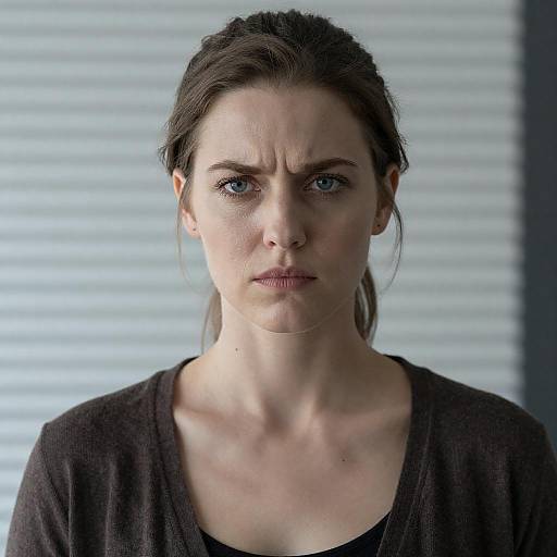 Serious Portrait of a Woman with Brown Hair