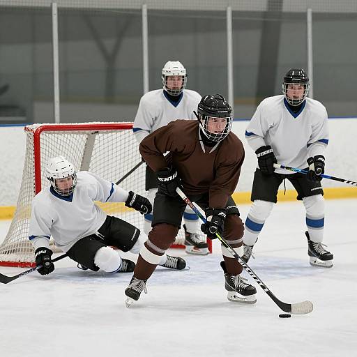 Intense Outdoor Ice Hockey Scene