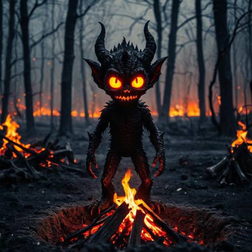 Fire Imp in Burnt Forest Clearing