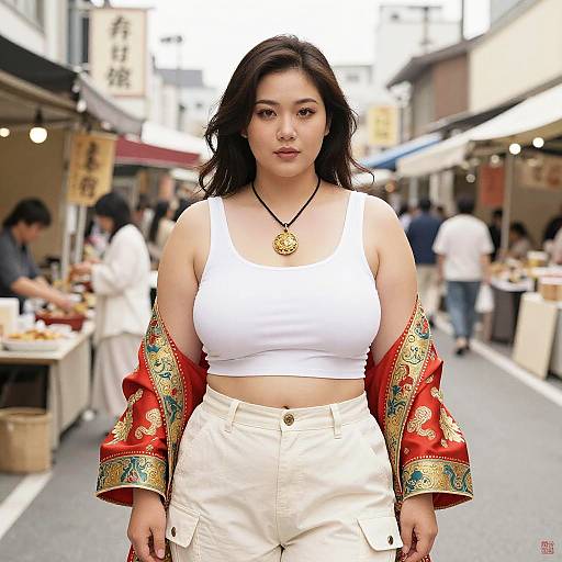 Plus-Size Woman at Tokyo Fusion Market