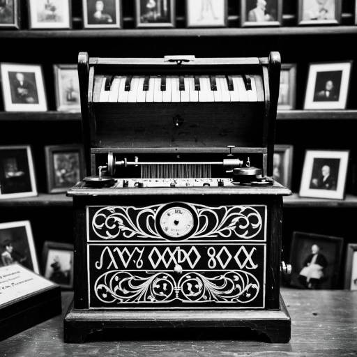 Vintage Music Box with Keyboard in Antique Shop