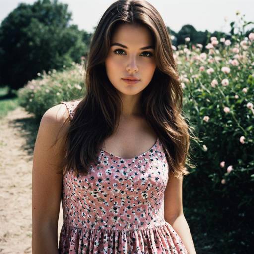 Realistic Floral Print Dress Outdoors