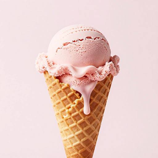 Photorealistic Pink Ice Cream Cone