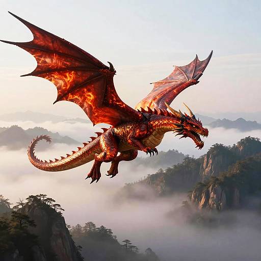 Majestic Red Dragon at Sunrise