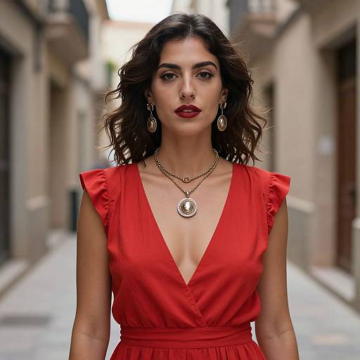 Spanish Woman in Red Dress