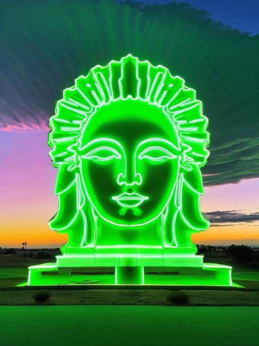 Neon Virgin Mary Sunset Clouds