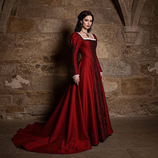 Gothic Vintage Medieval Red Wedding Dress
