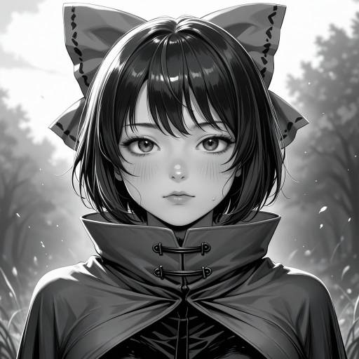 Monochrome Solo Girl with Cape