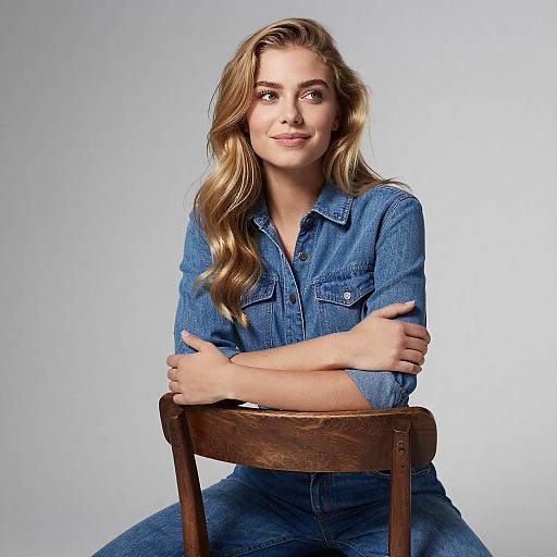 Young Woman in Blue Jumpsuit Portrait