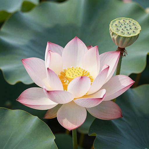 Radiant Lotus Bouquet in Hiroshige Style