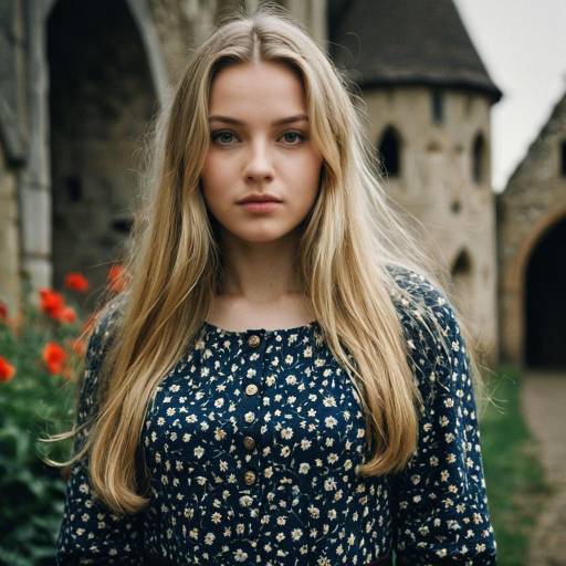 Young Woman in Floral Dress Outdoors