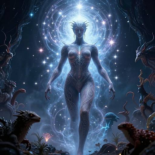 Eldritch God Emerging from Cosmic Portal