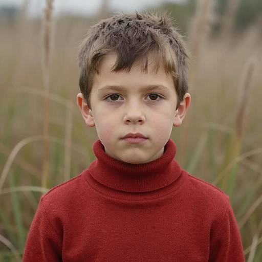 Young Boy in a Blurred Grass Landscape