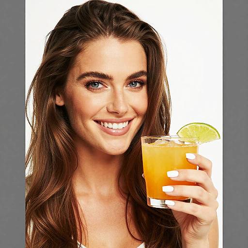 Smiling Woman with Orange Cocktail