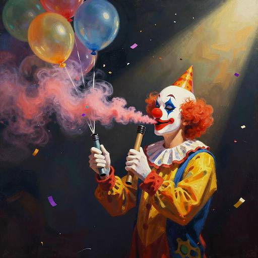 Surreal Clown Pipe with Colorful Smoke