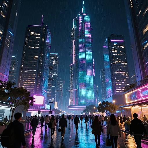 Futuristic Cyberpunk Night Cityscape