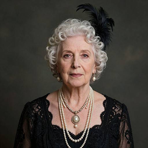 Elegant Elderly Woman in Black Lace