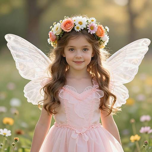 Innocent Girl in Flower Meadow