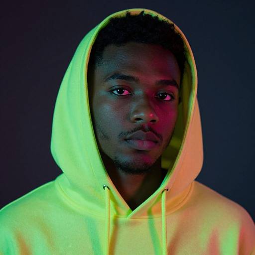 Neon-Clad Dark-Skinned Male Portrait